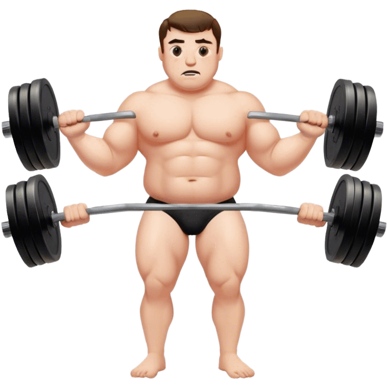 fat white shirtless guy doing biceps curls emoji