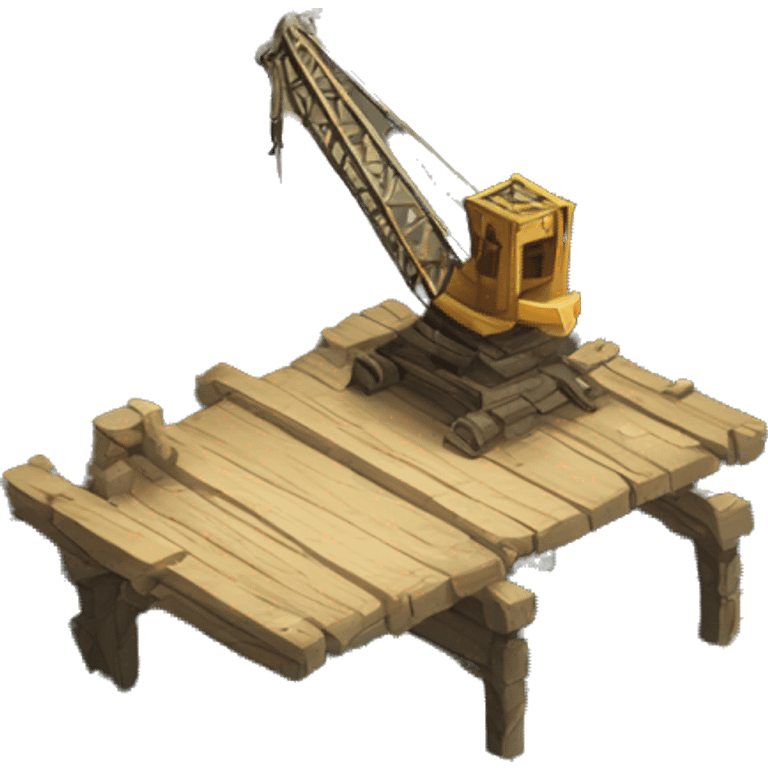 medieval wooden crane into stone pit emoji