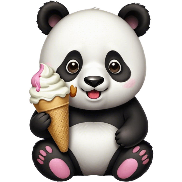 Panda eating ice cream emoji