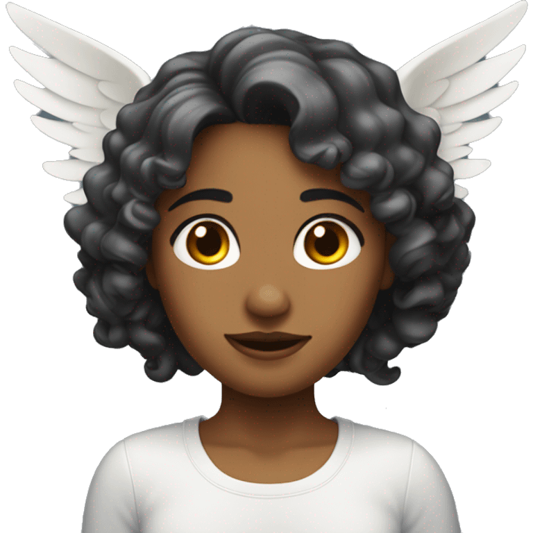 a girl with cury wavey hair and wings  emoji