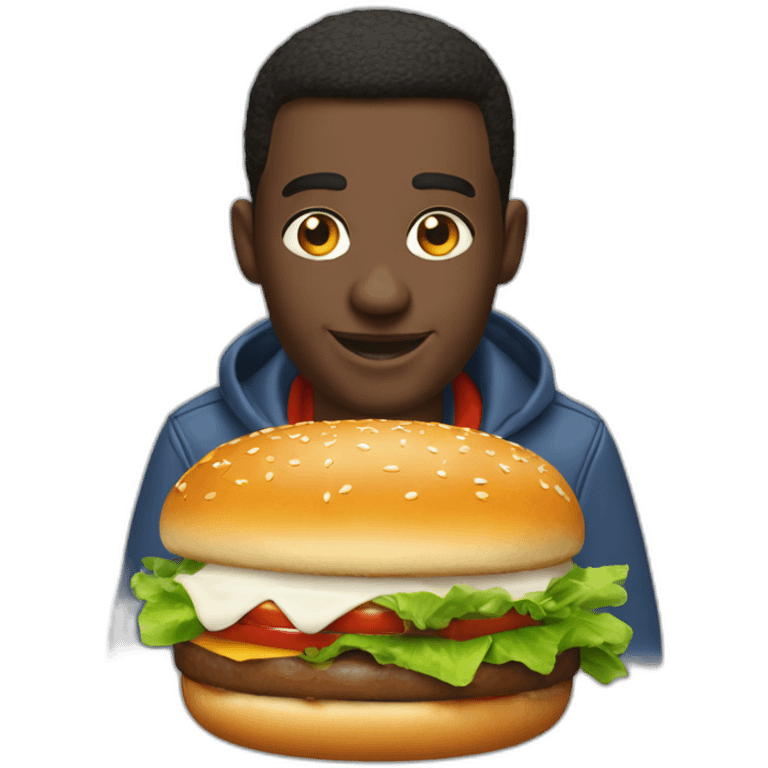 Cédric Doumbé mange un burger emoji