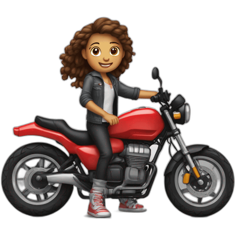 Ado de 14 ans avec moto rouge emoji