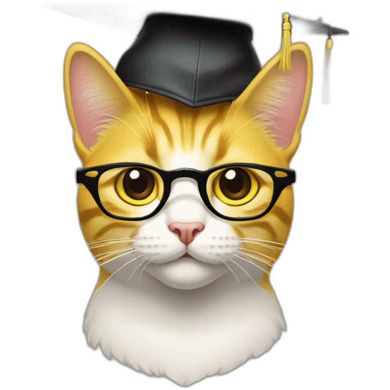 yellow-cat-with-glasses-and-with-mortarboard-on-its-head emoji