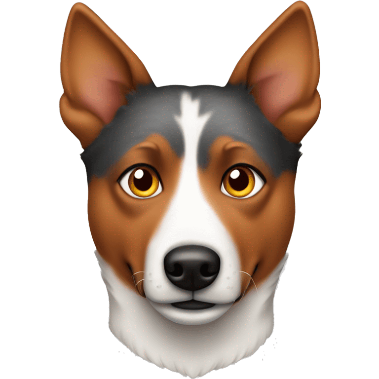 Red heeler dog with brown spot on left eye emoji