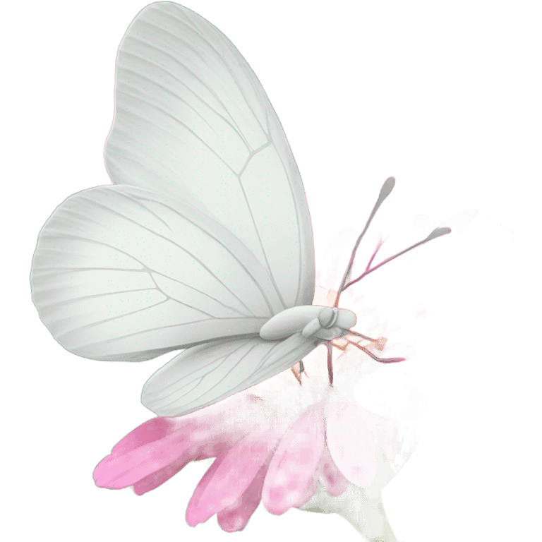 white butterfly on a pink flower emoji