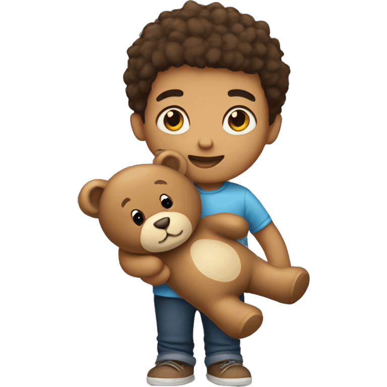 small child boy holding a Teddy bear  emoji