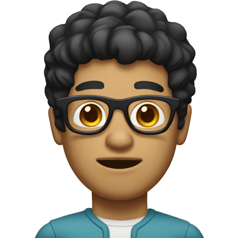 Figure an ugly man with black hair and glasses. The man's skin color should be white. His hair should fall out in the middle and there should be very little hair. emoji