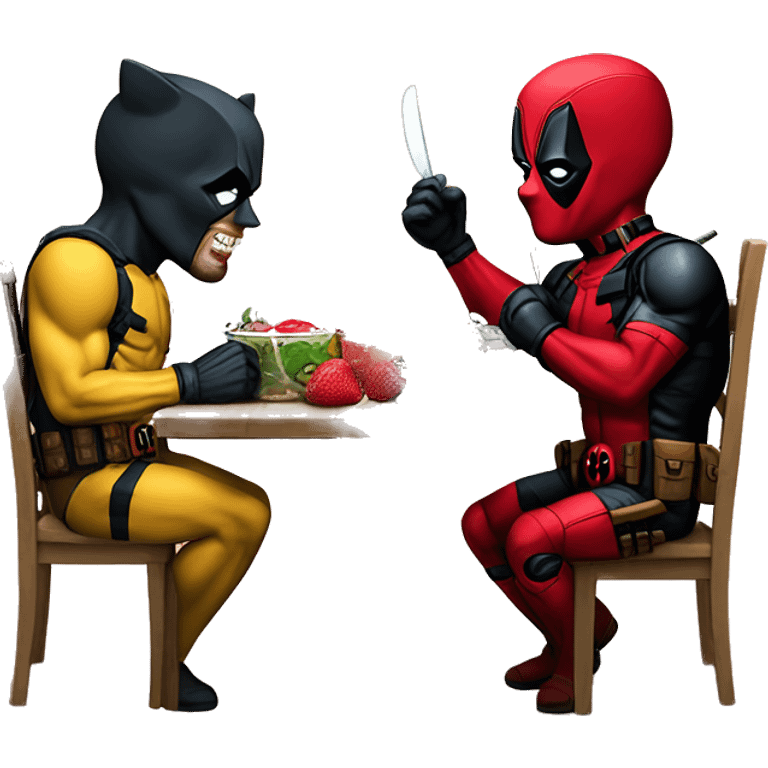 Deadpool  y wolverine comiendo sandia emoji