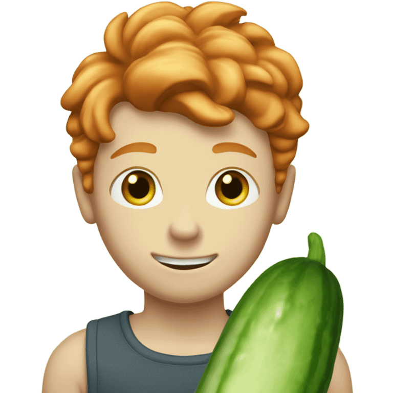 ginger boy with cucumber in hand emoji