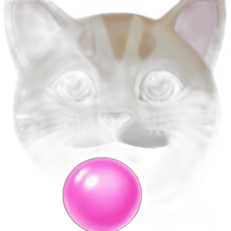 smiling cat in pink bubble gum emoji