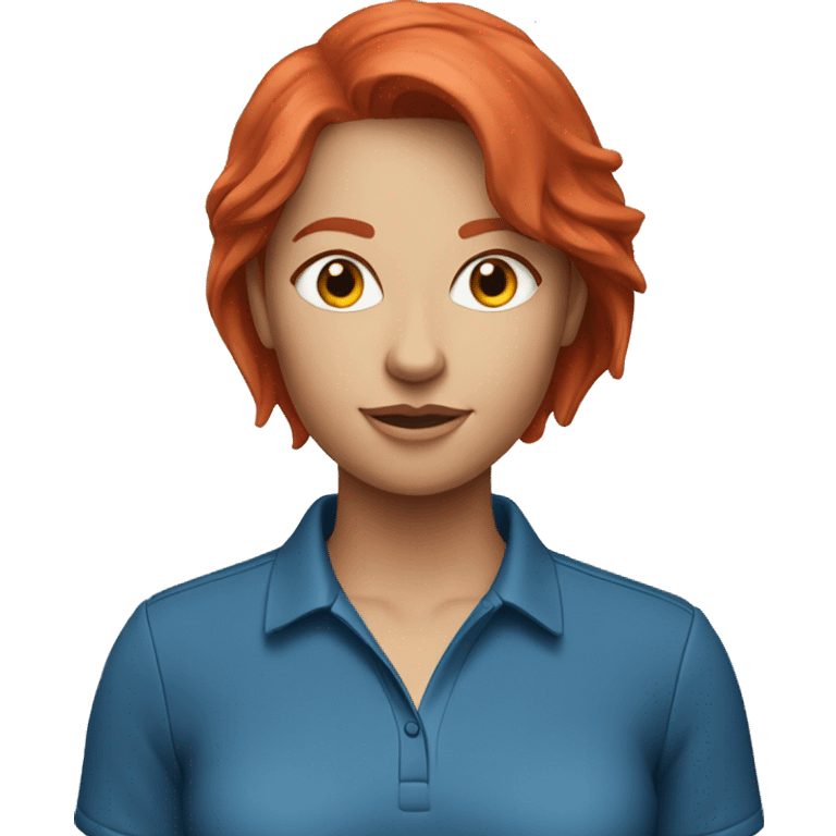 a female golf coach with red hair, blue shirt emoji