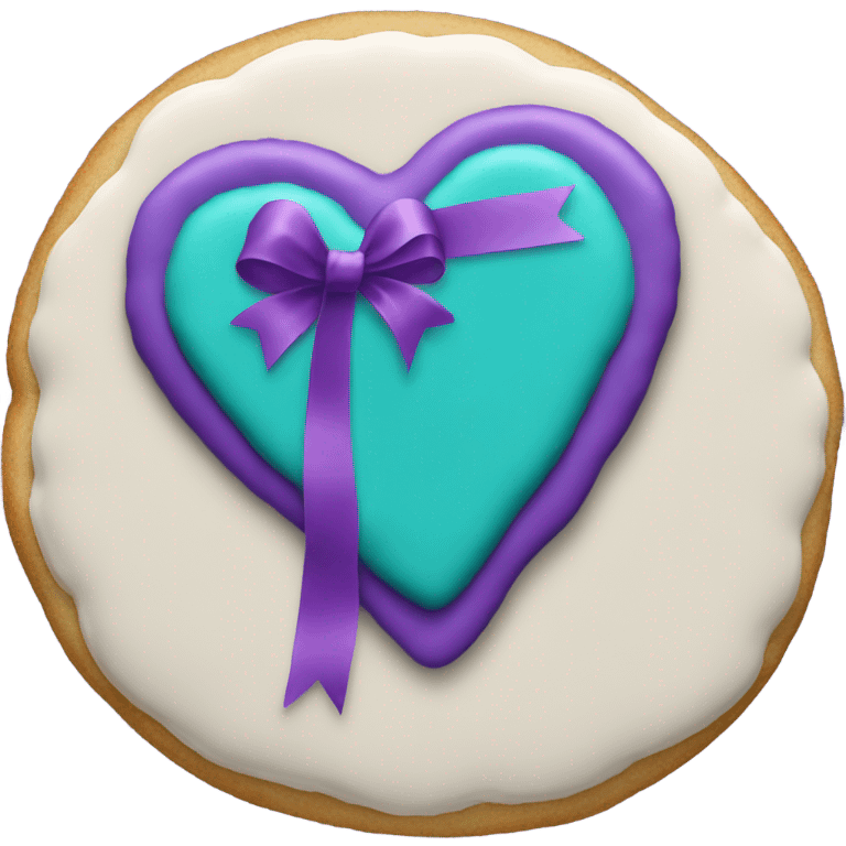 Cookie heart with teal purple support ribbon emoji