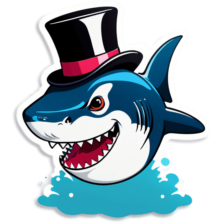 Shark with a top hat emoji