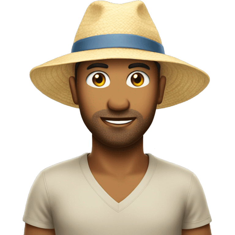 Healthy city living caucasian headshot with sunhat emoji