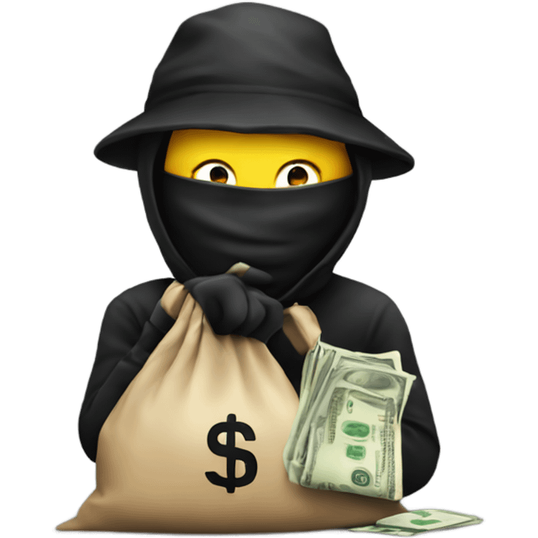 Robber emoji with cash bag emoji