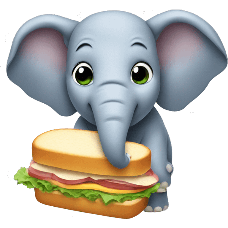 An elephant eating a sandwich emoji