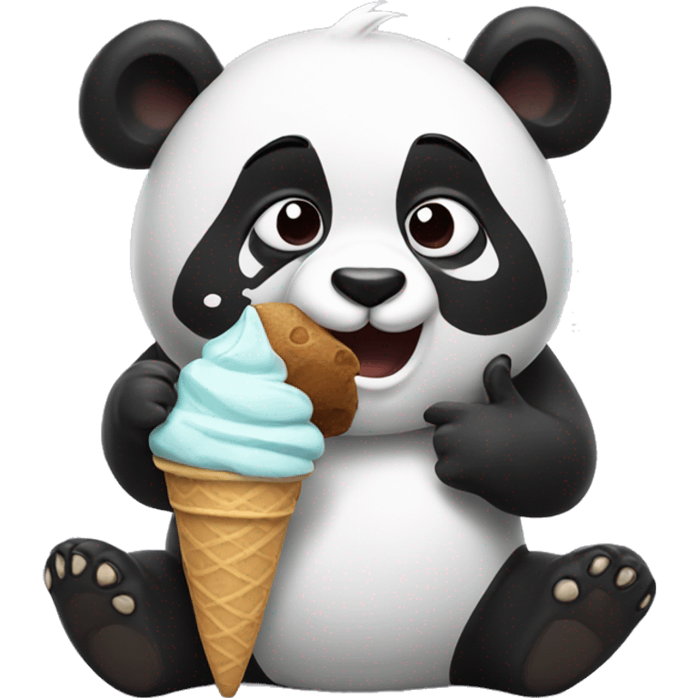 Panda eating ice cream emoji