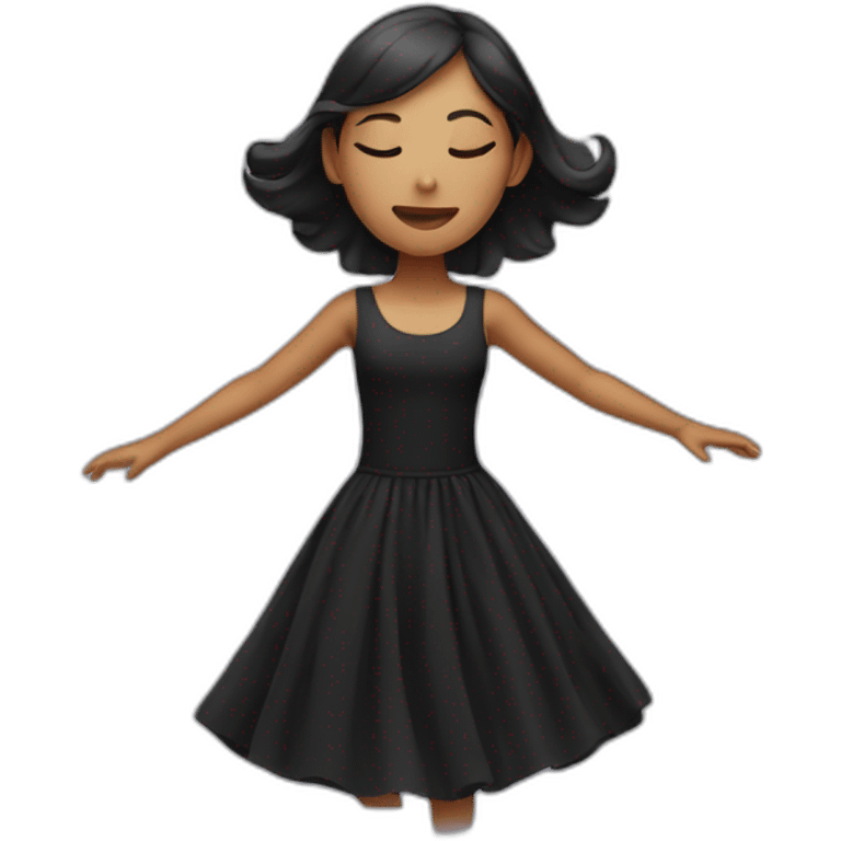 Girl dress in black dancing with the eyes closed emoji