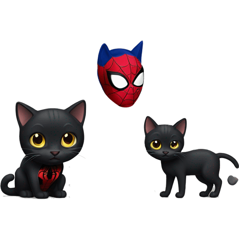 black cat with spiderman emoji