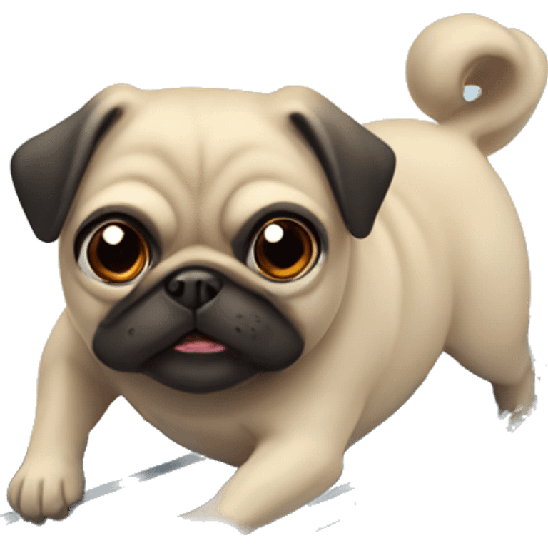 Pug surfing emoji