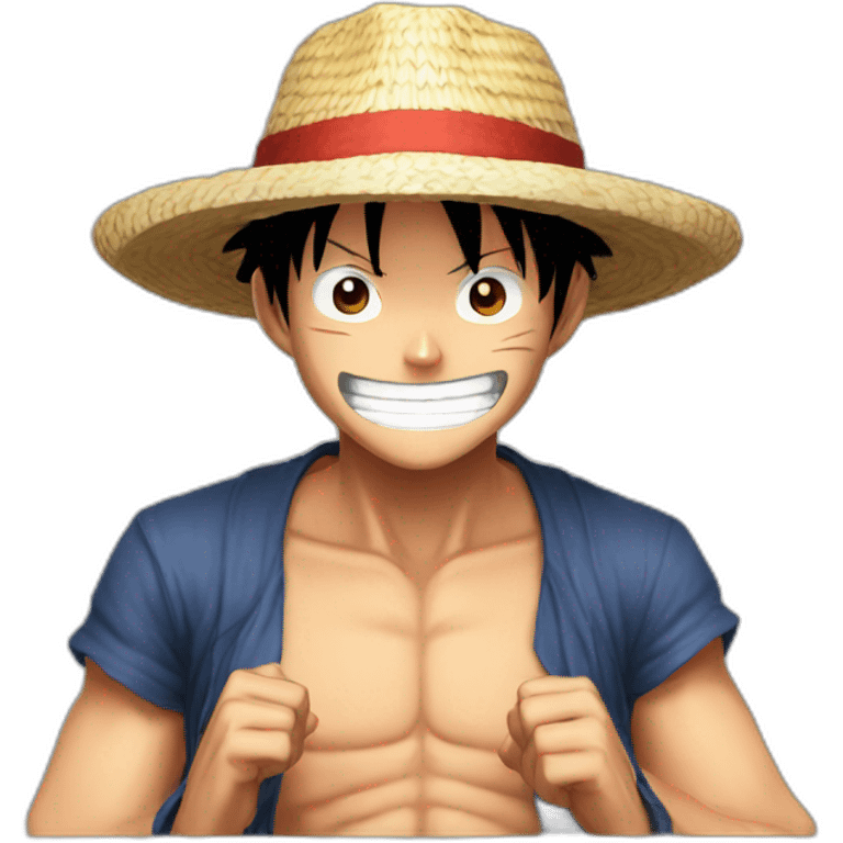 Luffy with a strawhat emoji