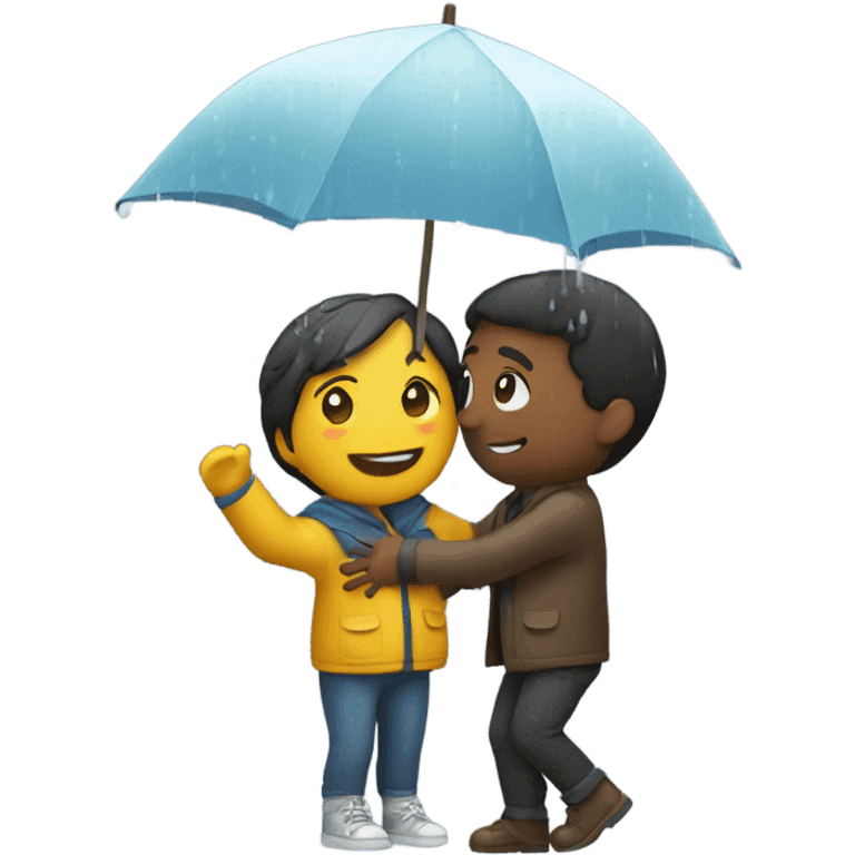 friends playing with a ship in the rain emoji