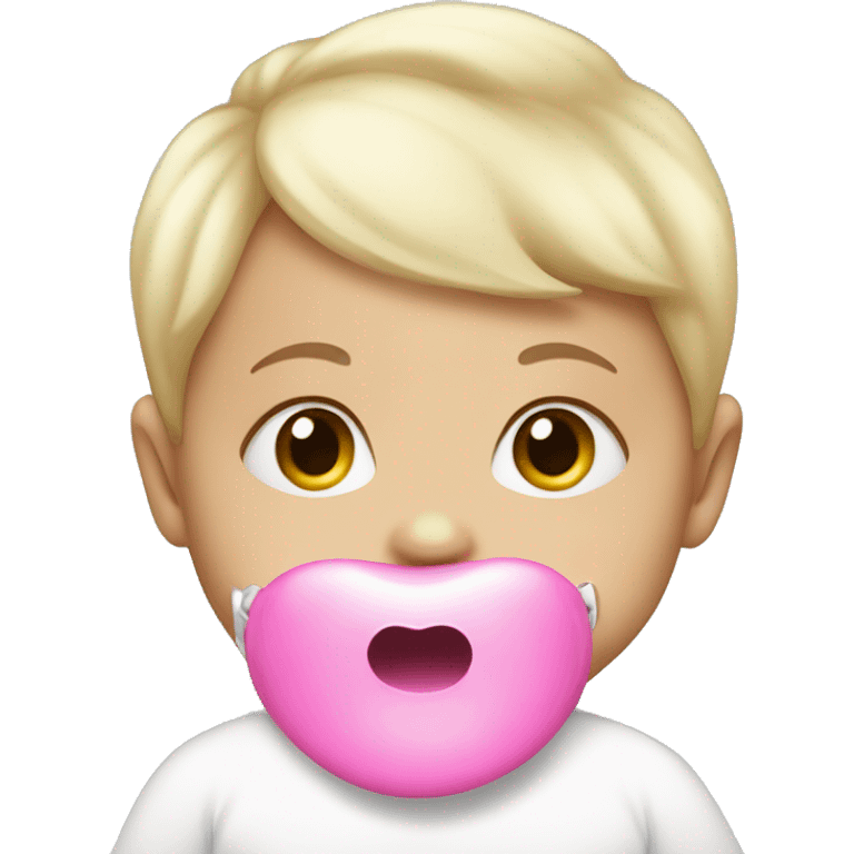 White baby girl with a pink pacifier in mouth emoji