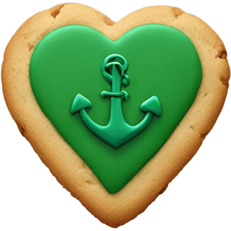 cookie heart with dark green anchor emoji