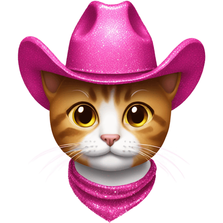 Cat with pink glitter cowboy hat emoji