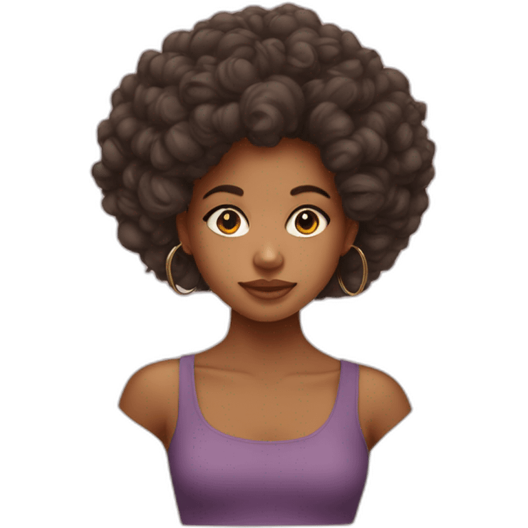 a mixed young girl with big hair and hoop earrings emoji