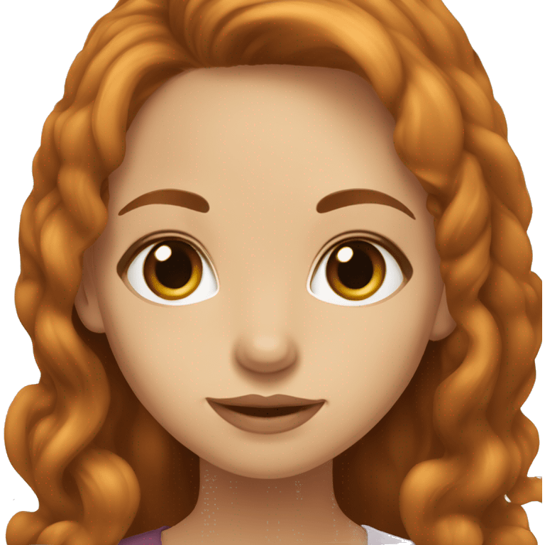 a sweet girl with hazel eye color, auburn, medium long hair emoji