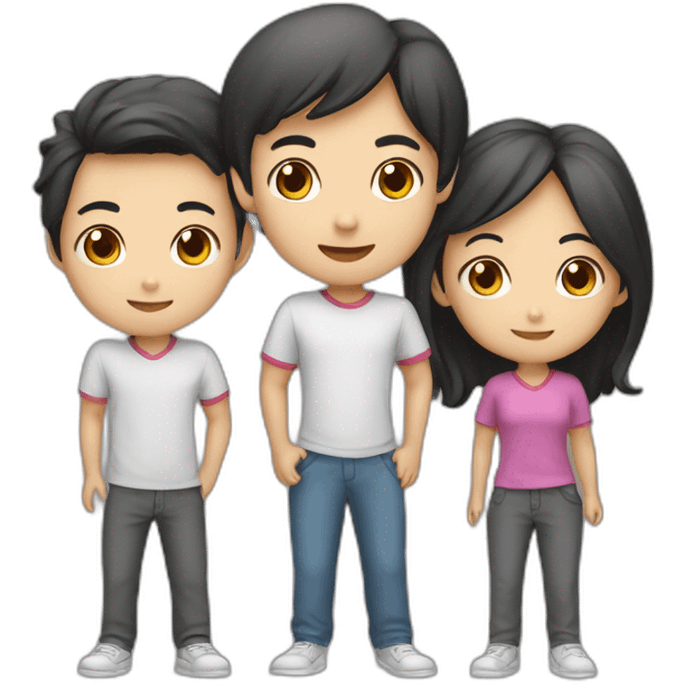 team of 3 asian friends (2 boys and 1 girl) emoji