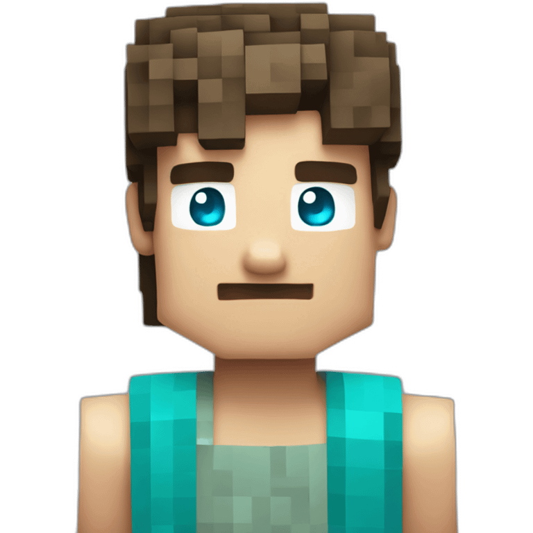 un minecraft garçon avec des cheveux turquoise et un t sirt bleu emoji