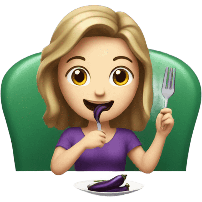 white girl eating eggplant emoji