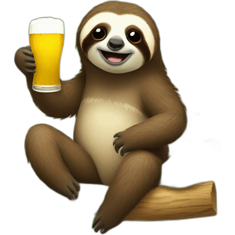 sloth drinking beer and riding caterpillar emoji