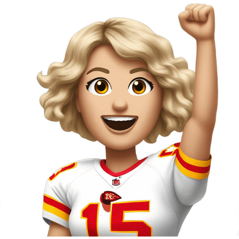 Taylor swift cheering at a chiefs game emoji