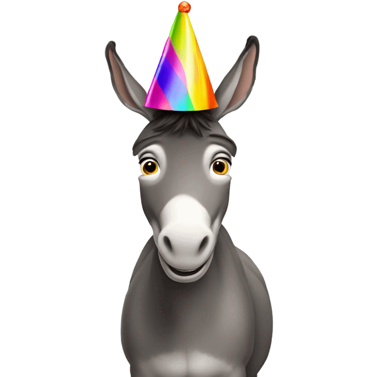 Donkey wearing a party hat emoji