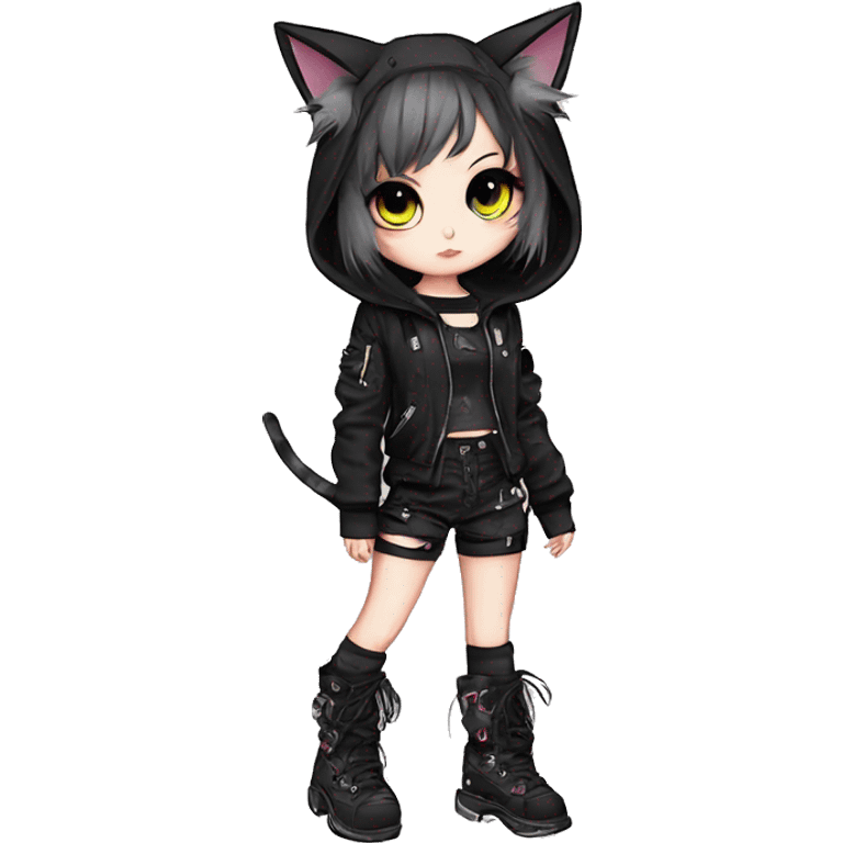 Edgy Kawaii Cute Cool Cartoon Anime Punk Techwear Gothic Catgirl emoji