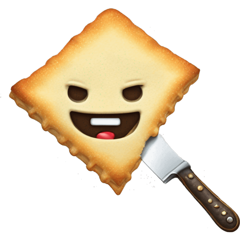 Rainbow evil smile poptart with a knife emoji