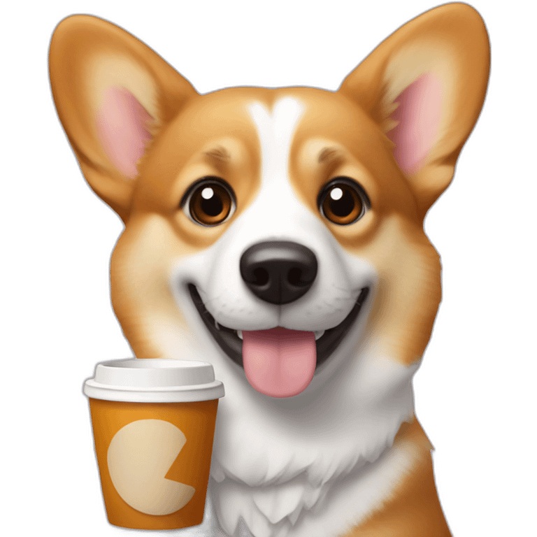 corgi holding a cup of coffe emoji