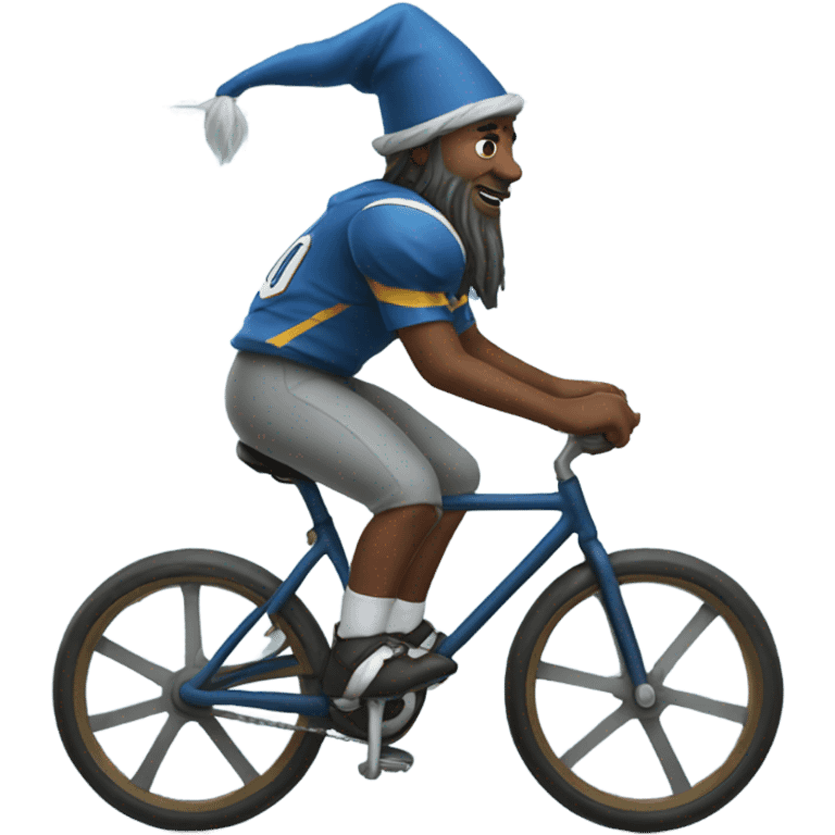 Wizard football player riding a bike  emoji