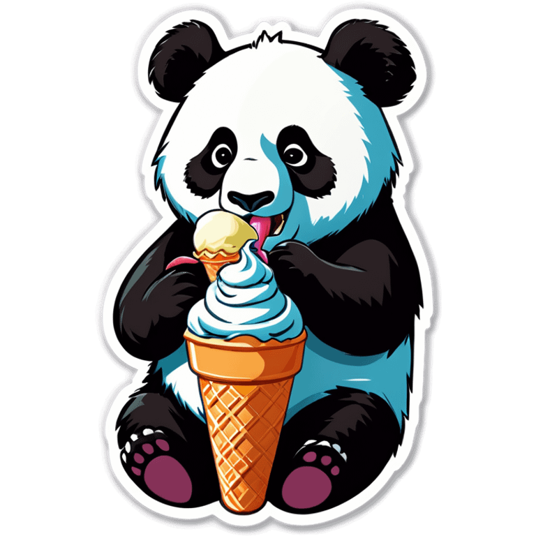 Panda eating ice cream emoji