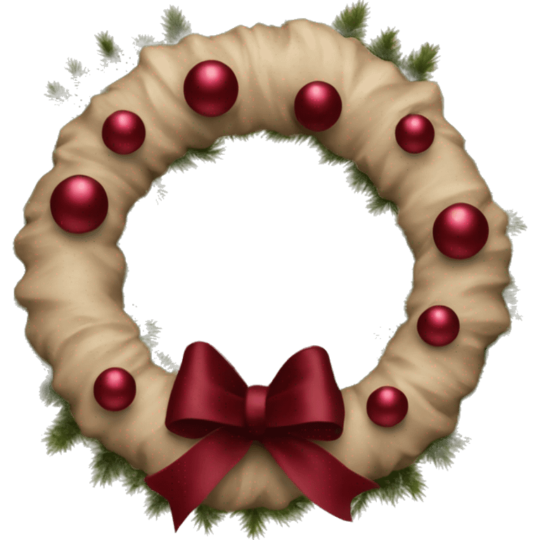 Realistic beige and burgundy red  christmasy wreath emoji