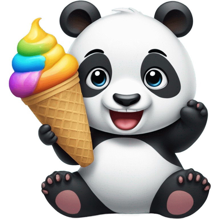 Panda eating ice cream emoji