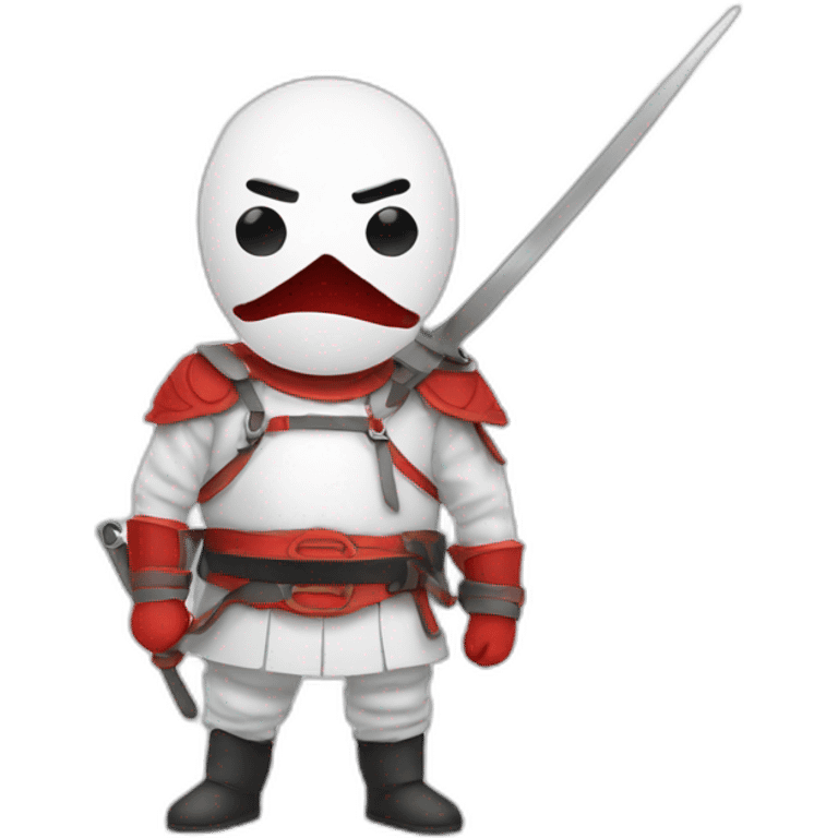 Bonhomme avec epee rouge emoji