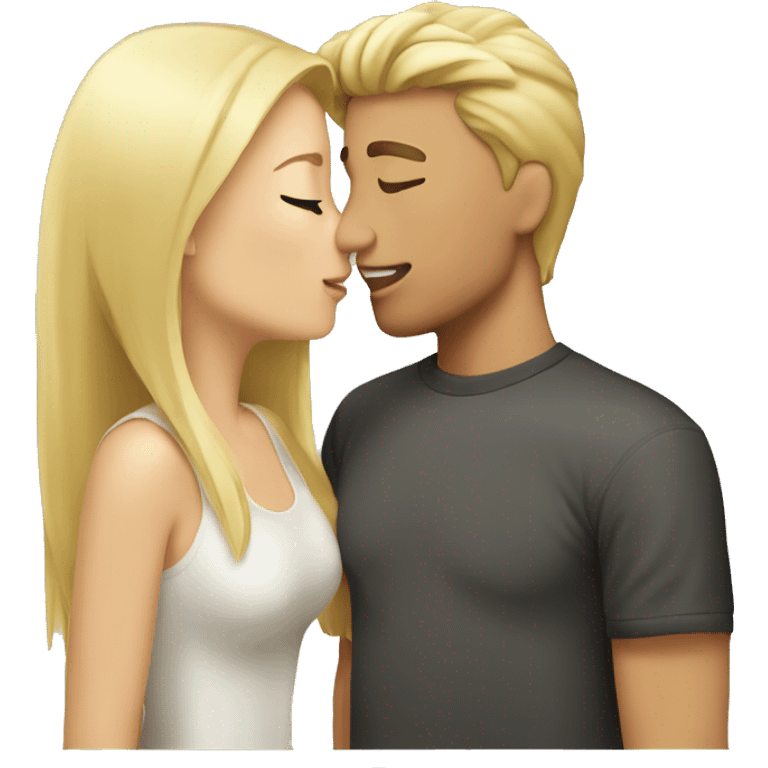 blond guy and girl kissing emoji