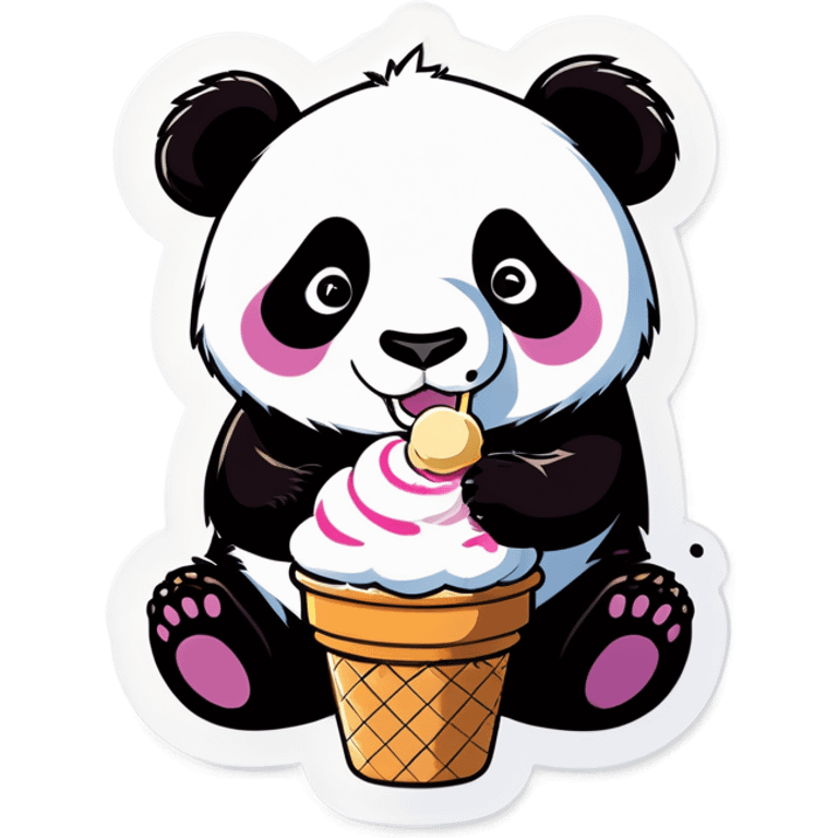 Panda eating ice cream emoji