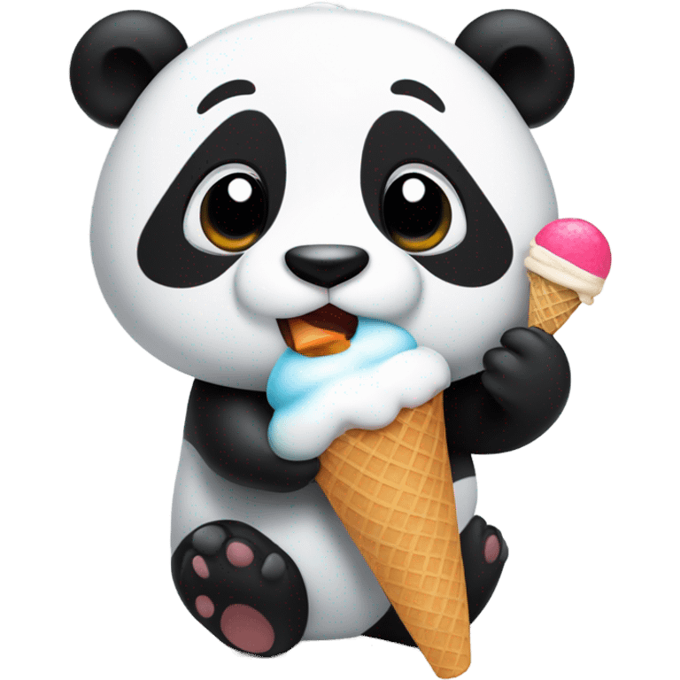 Panda eating ice cream emoji