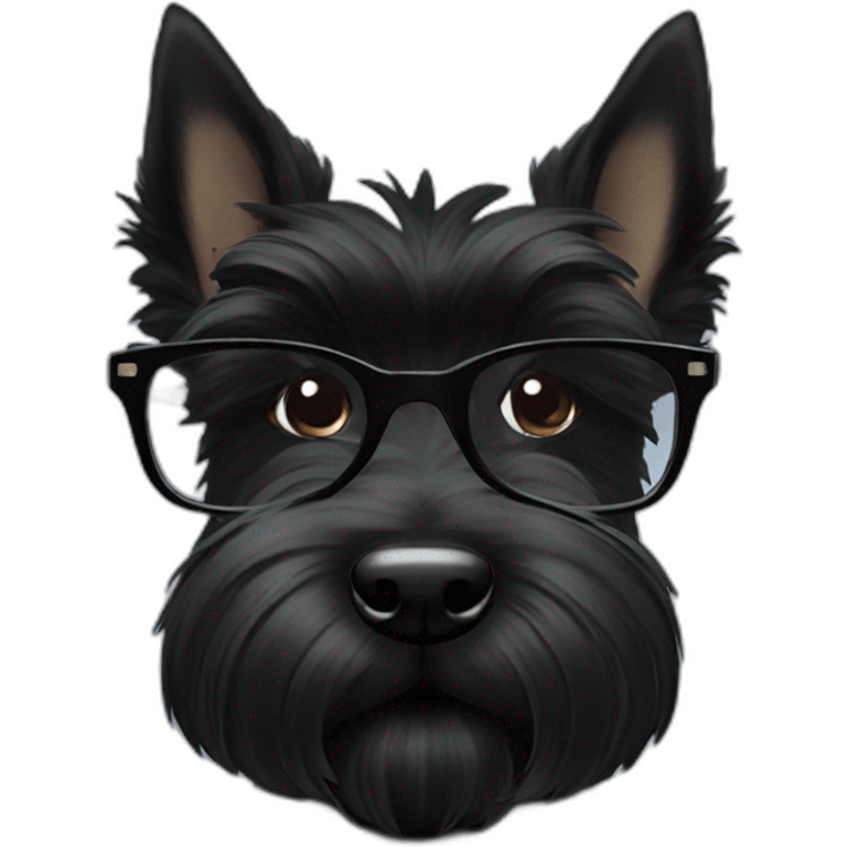 black kid Scottish terrier glasses black emoji