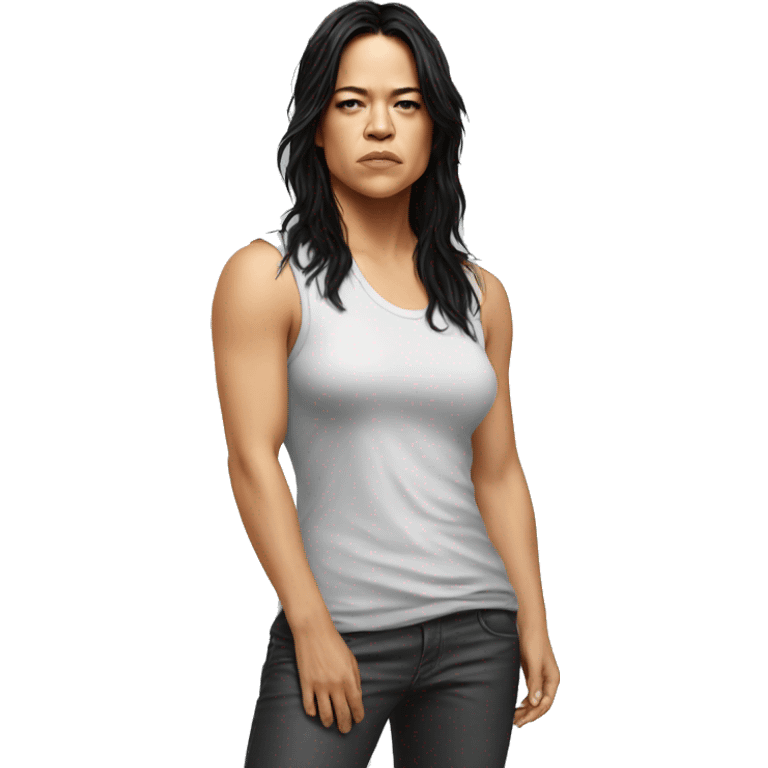 michelle rodriguez serious wearing tee emoji